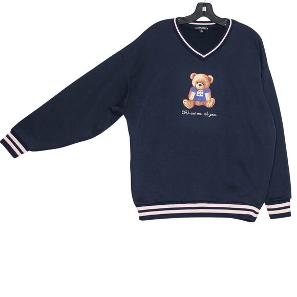 Sweatshirt Bear Its Not Me Its You Y2K Coquette Dark Academia Preppy Blue Medium - Picture 7 of 7